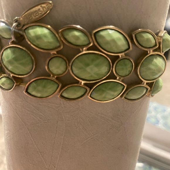 natasha Jewelry - Natasha Couture Green Bracelet stretchy cuff bracelet.   cut is what like